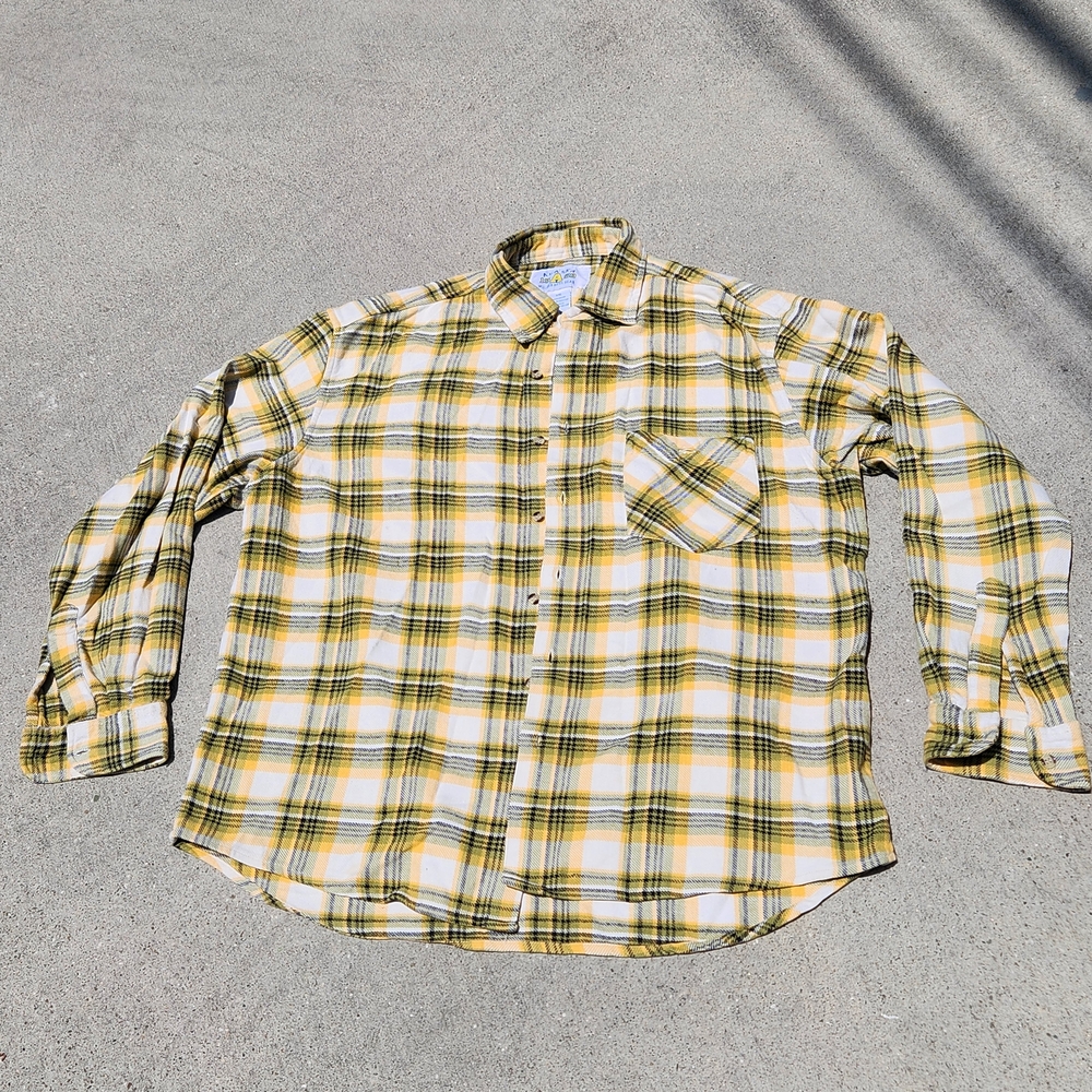 Vintage Men's Yellow and Black Checkered Shirt